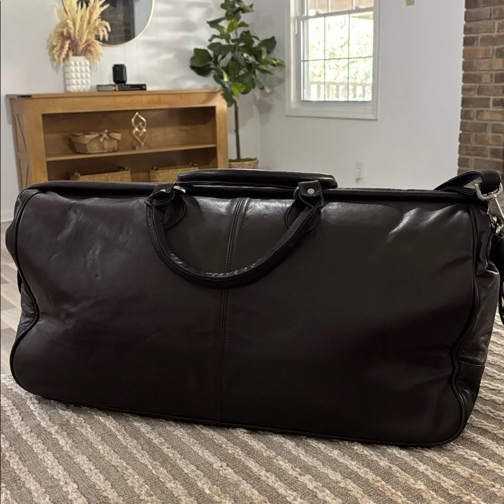 Cintas Brown Large Cowhide Leather Men’s‎ Duffle Travel Weekend Bag Leather Bag